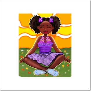 Anime girl in the sunshine 2 Princess Cute Summer black girls Melanin Afro African American Posters and Art